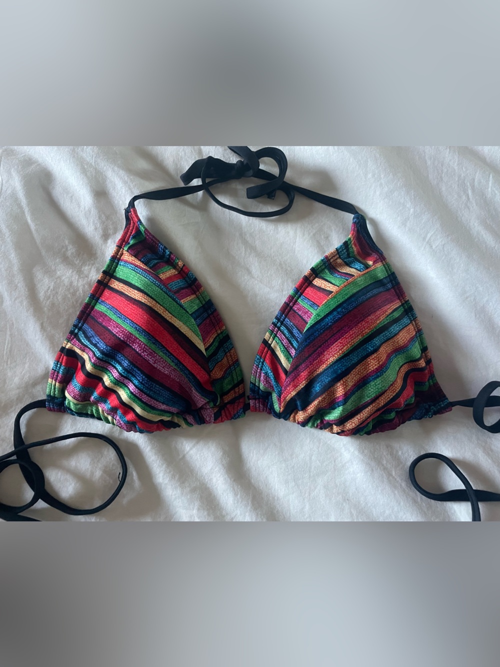 a.n.a Rainbow Stripe Triangle Bikini Top - Red, Green, Blue, Purple